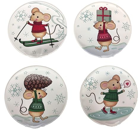 MC-Trend Handwärmer Set: 4 Zauberhafte Taschenwärmer mit süßen Mausmotiven – Immer wiederverwendbar für wohltuende Wärme unterwegs