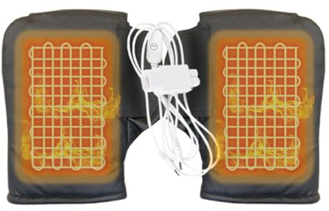 YJZQ USB Moufles Chaud Manchon de Guidon Chauffe Main filaire1.6M Gants Noir Vélo Ville VTT Moto 3 Modes - Température Contrôle 38℃ à 58℃ pour Scooter de 36V~96V