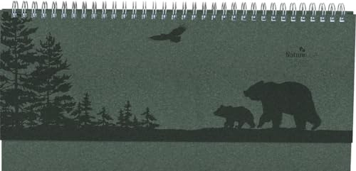 Alpha Edition - Tisch-Querkalender Nature Line Pine 2025 Notizkalender, 29,7x13,5cm, Kalender mit 112 Seiten, Notizbereich, Ferientermine und internationales Kalendarium