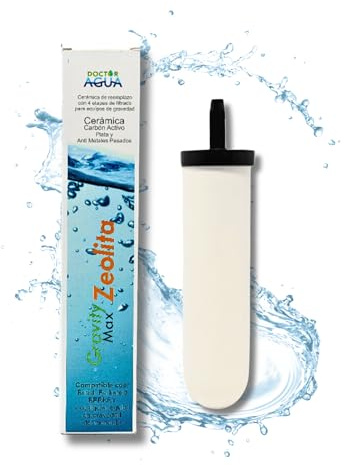 DOCTOR AGUA Ersatz-Wasserfilter aus Keramik für Geräte auf der Arbeitsplatte, unter der Arbeitsplatte, Schwerkraftgeräte, Kalkfilter (GRAVITY MAX + ZEOLITA)