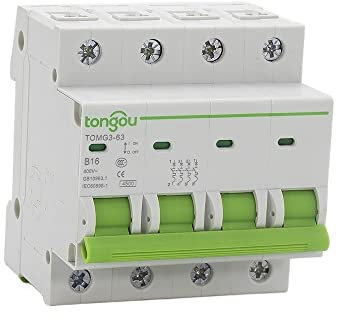 YNZUNMY Disjoncteur,Disjoncteur Différentiel Type B 4 pôles MCB 6A 10A 16A 25A 32A 40A 63A DIN Disjoncteur miniature ferroviaire 4. 5ka AC 110V / 230V / 400V (Size : 4, Color : A)