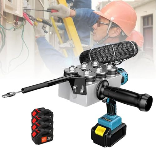 Filettatrice automatica, Dispositivo per infilare tubi nascosti per cavi da elettricista, Strumento per tirare cavi elettrici con cavi nascosti, Filettatrice senza fili per batterie,4000mAh-4Battery