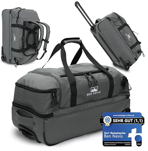 BEN NEVIS Reisetasche mit Rollen 80l [Recycelt] – 3-in-1 Tasche & Trolley & Rucksack | Luggage | Faltbare Reisetasche Damen und Herren Groß | Reisetaschen Rucksackfunktion | Travel Bag | Duffel Bag