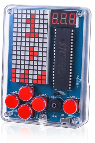 PEMENOL DIY Spielekonsole Löten Bausatz 4 Klassische Spiele Handheld Game Console mit Acrylgehäuse Elektronik Löt Bausatz Erwachsene Adventskalender Löten Lernen Set