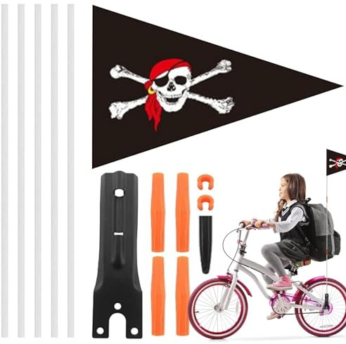 Fahrradfahnen, Go-Kart-Flagge mit Stange | Gut sichtbare Fahrradfahnen mit Stange | Höhenverstellbare Fahrradanhänger-Flagge für bessere Sichtbarkeit, Outdoor-Flaggen für Sicherheit