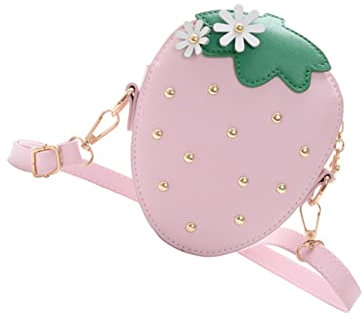 WRITWAA Kinder Umhängetasche Erdbeerform Kleine Schultertasche Verstellbarer Riemen Mädchen Münzbeutel Reise Geldbörse