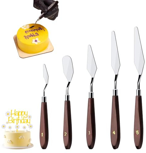 5 Piezas Spátulas Crema Pasteles, Crema Espátula Juego De Paletas, Espátula para Decoración de Pasteles, Paletas para Untar para Pasteles, Pasteles Juego De Raspadores Mezclar, Espátula