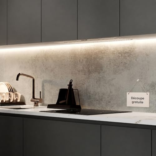 WALLando Premium Küchenrückwand, individueller Größenzuschnitt | Einfach zu montierende PVC-Wandverkleidung für die Küche – Hitzebeständiger Spritzschutz aus Kunststoffplatten – Beton grau