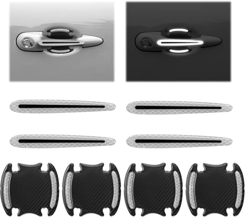 8 Pezzi Handgrip Protezione Auto, Universale Handgrip Protezione Auto Maniglia Protezione Pellicola per la Protezione Della Vernice Bianco Vernice Antigraffio Riflettenti Adesivo Maniglia Porta Auto