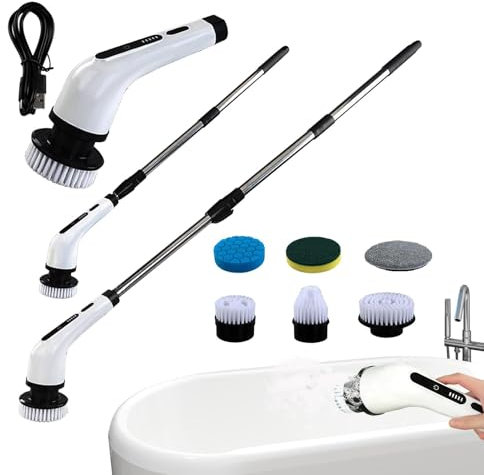 Pcingsia Cepillo de Limpieza eléctrico, Limpiador inalámbrico para baño, Cepillo Giratorio inalámbrico para bañera, Fregadero, hogar, Fregadero