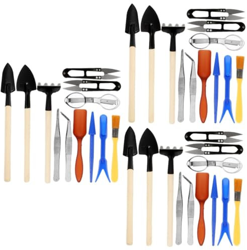 YARNOW 2 Sätze Gartengeräte Grubber Gürtel Pinne Jäter Rad Hecke Bausatz Werkzeug Pflanzschere aus Metall Gartenschere Gartenpflegegeräte Laubbläser Garten Pinzette Gartenschaufeln Holz