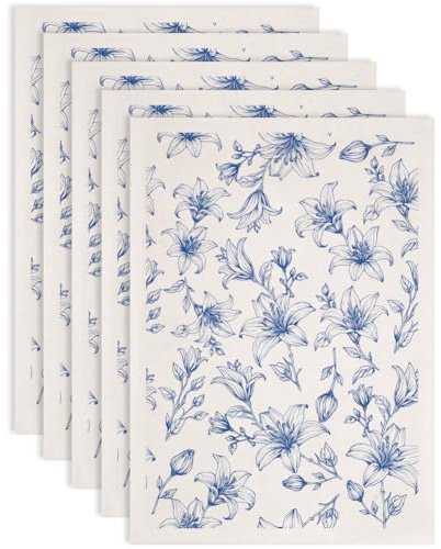 SUPERDANT 5 Stück Lilien Unterglasur Transferpapier Keramik Flowern Transfer Aufkleber Keramik Glasur Blaues Unterglasur Transfer Papier Für Porzellan Überglasur 52x37cm
