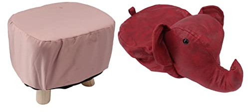 Naroote Animal Otomana, Taburete de Pie para Niños Taburete de Reposapiés Pequeños en Forma de Elefante con Colchón Suave y Acolchado para Dormitorio, Silla, Debajo del Escritorio, Oficina, Sala de