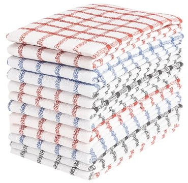 Premium Cotton Mix Colour Tea Towels Set of 12 – Ultra Absorbent Kitchen Towels 60x40cm | Lint-Free Dish Cloths for Washing Up | Household & Home Essentials Towel Set for Kitchen Accessories