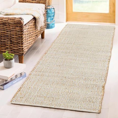FURNISHFUL FINESSE Braided Jute Runner, 60x180cm Hand-Woven Area Rug, Reversible Jute Cotton Blend Rug, Natural Fiber Hallway Pass Rug, Farmhouse Style Carpet for Kitchen, Bedroom, Entryway