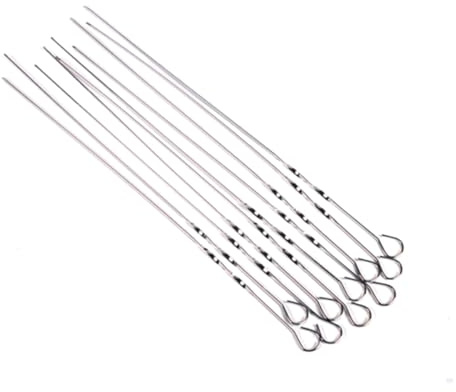Hemobllo 10 pièces Brochettes Bbq Acier Inoxydable Lot de Aiguilles Plates pour Barbecue Extérieur Ustensiles de Cuisson Durables avec Poignée Boucle Ergonomique