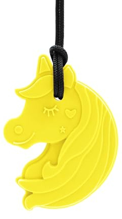 ARK Kauhalskette Einhorn – Kaukette für Kinder | BPA-freies Silikon | Zahnungshilfe & sensorische Stimulation Kauhilfe zur Selbstregulierung (gelb, standard)