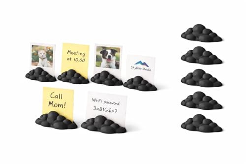 CABU Kartenhalter Wolke Schwarz – 5er Set Foto- & Notizhalter für Schreibtisch, Küche & Büro - Postkartenhalter, Tischdeko & Geschenkidee - Nachhaltig (Schwarz)