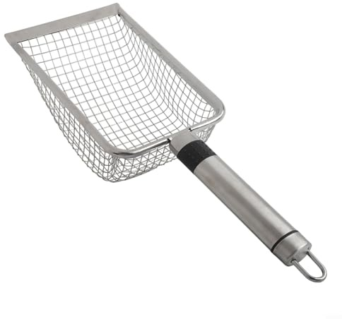 Setaccio da giardino in acciaio inox con manico, set da 4 pezzi con maglie da 2 mm/2,8 mm/3,8 mm/5 mm, per setacciatura del terreno, screening del compost e filtraggio della sabbia (5,0 mm)
