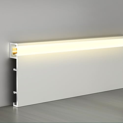 Plinthe à peindre, Canal de moulure couronne LED en aluminium, 2 pouces haut, multicolore, plusieurs tailles(White,L 3M/9.8fT)