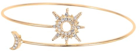 RORPOIR Pulsera de brazo Joyería de moda Pulsera geométrica dorada de aleación con forma de sol y luna, ajustable, para viajes y uso diario