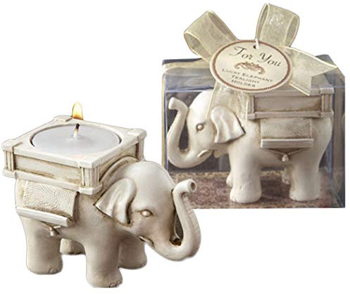 Bougeoir pour bougie parfumée anniversaire votive Lot de 2, Polyrésine, White Elephant, 8.5*6*5cm(3.35*2.36*2inch)