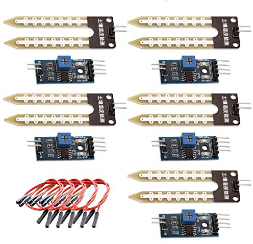 AZDelivery 5 x Bodenfeuchtesensor Hygrometer Boden Feuchtigkeit Module kompatibel mit Arduino und Raspberry Pi inklusive E-Book!