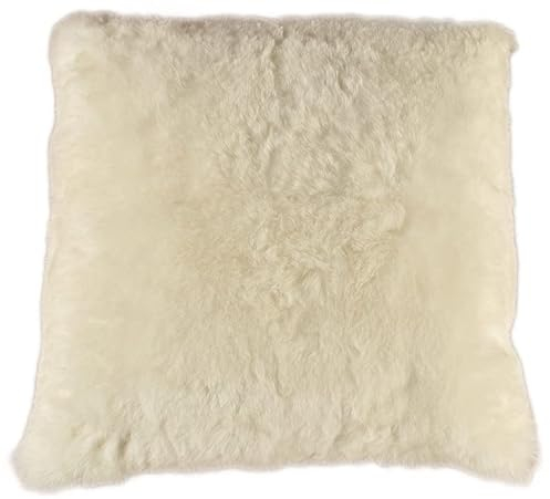 generisch Echtes Lammfell Bodenkissen 80×80 cm – Weiß – Kurzwollig & Extra Weich – Sitzkissen aus Natur-Lammfell mit Füllung – Boden- & Loungekissen für Wohnzimmer & Schlafzimmer