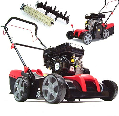 Benzin Vertikutierer 55791 Rasenlüfter 2in1 Lüfter 5,7 PS 209 CCM, 40L Fangkorb, 2 Walzen, 8-Fach Schnitthöheneinstellung AWZ