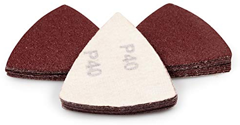 SPEEDWOX 30 Pcs Hook and Loop Triangle Sandpaper 40 Grit 80mm 3-1/8 Inches for Oscillating Multi Tool Detail Sander Sanding Discs Triangle Sanding Pads