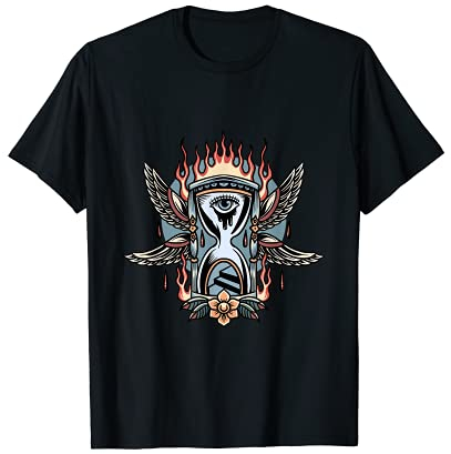 Cool: Sanduhr mit Auge und Flammen / Tattoo / burning time T-Shirt