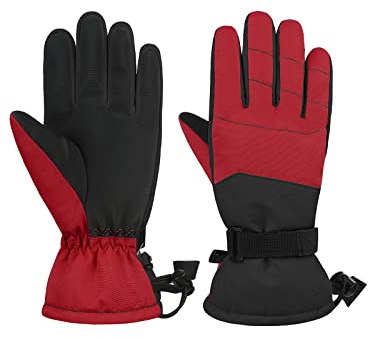 Century Star Kids Winter Gloves Waterproof Snow Ski Gloves for Boys Girls Warm Outdoor Sport Mittens Red 6-11 Years