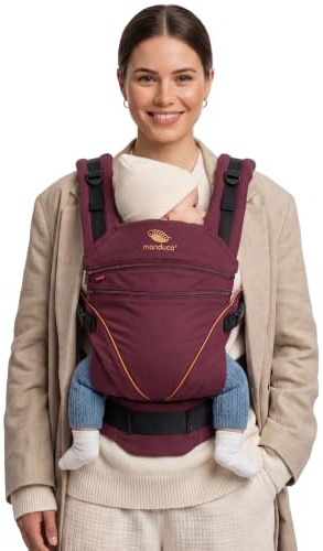 manduca XT Babytrage - Verstellbarer Sitz, der mitwächst - Vom Baby bis zum Kleinkind, 3,5-20 kg - Babytrage aus Baumwolle mit 3 Tragemöglichkeiten, Denimberry-toffee