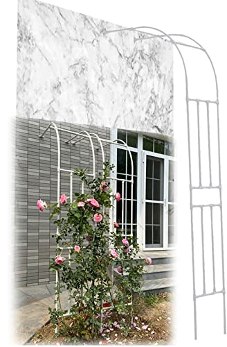 Vetris Rosenbogen aus Metall 60cm 120cm 150cm 180cm 220cm Breit, Torbogen Rankhilfe für Kletterpflanzen und Gartenbogen Rankgitter Witterungsbeständig Halbbogen Rankenbogen, Wandmontage, Schwarz/Weiß
