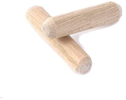 Pufguy Runde Holzdübelstifte, geriffelte Holzstifte, 6 x 25 mm, für Möbel, Tür, Schrank, Kunstprojekte, 300 Stück