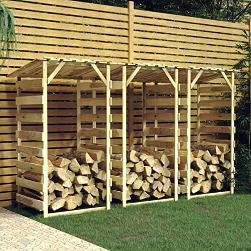 Tidyard 3 STK. Kaminholzregal Aussen Brennholzregal Holzunterstand Holzlager Holzregal Kaminholz Unterstand Garten Brennholzlager Pergola mit Dach 100x90x200 cm Kiefernholz Imprägniert