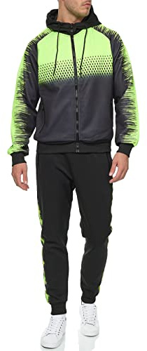 C-IN-C Träningsoverall för män, barockdesign, sportdräkt för män, träningsdräkt, löpning, gym, fritid, modell, Grön, L