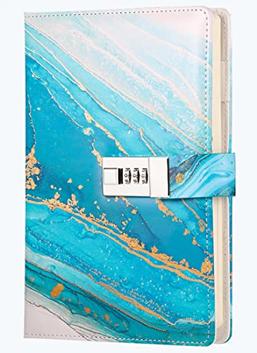 Dzhzal Journal avec serrure pour femmes, filles, garçons, adolescents, enfants, similicuir, journal personnel, rechargeable, papier ligné, carnets à mots de passe A5