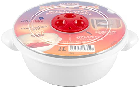 Plastic Microwave Heating Food Cooking Pot Container with Ventilated Lid & Steam Release Vent, Round Microwave Bowls, Kitchen Air-tight Food Storage containers , Dishwasher, Freezer Safe (1.5 Litre)