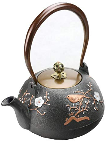 Théière en fonte, bouilloire à thé classique, bouilloire à théière japonaise en fonte, bouilloire à thé Tetsubin sans danger for le thé en vrac et les sachets de thé, 1200 ml
