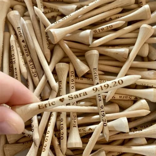 gume Personalisierte Golf-Tees für Hochzeiten, individuelle Golf-Tees, personalisiertes graviertes Golf-Tees, Holz-Golf-Tees (30 Stück, 83 mm)