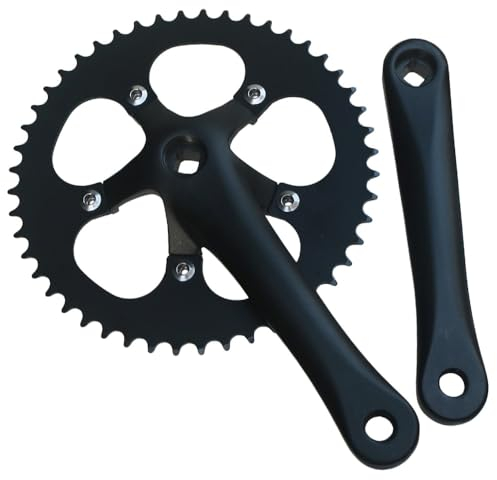 Vierkantkegel-Kurbelgarnitur, 170 mm, 110 BCD, Rennrad-Kurbelarm-Set mit 44 Zähnen, 46 Zähnen, 48 Zähnen Kettenblatt-Set, Kurbel aus Aluminiumlegierung und Stahlkettenblatt (schwarz, 44 Zähne)