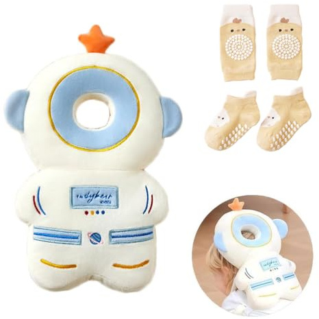 Bambebe Soporte para la Cabeza del Bebé Ajustables Anti-Caídas Almohada Protección Bebé Protector de Cabeza Casco de Protección para Bebe(Astronauta)