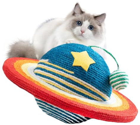Pasdrucn Kratzsäule für Katzen, groß Kratzbaume für Katzen, Planet Kratzbäume für Hauskatzen, Sisal Seil Kratzer katzenbaum mit Hängendem Teaser Ball, Kratzbaum Klein für Kätzchen Oder Kleinere
