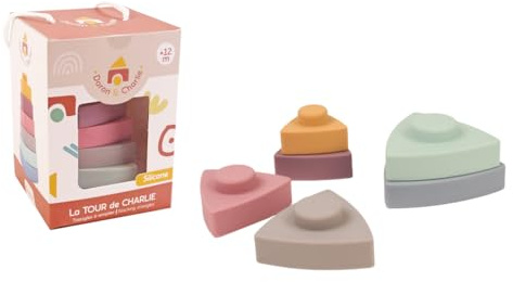 DORON & CHARLIE - Torre di Triangoli da Impilare - La Torre di Charlie - 056345 - Silicone - Impilamento - Giocattolo Per Bambini - Accessorio per Puericultura - Prima Età - A Partire da 12 mesi