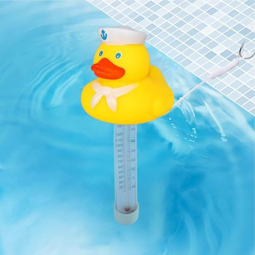 Schwimmende Pool Thermometer, Enten Pool Temperatur Anzeige, Pool Temperatur Messer, Leicht Ablesbares Wasser Temperatur Messgerät Mit Schnur, Temperaturanzeige Für Außen Und Innenschwimmbäder