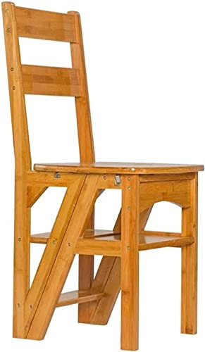 WLCNYL Kletterhocker für den Innenbereich, Klappleiterstuhl aus Holz, 2-in-1, Leichter tragbarer multifunktionaler Tritthocker, 4-Stufen-Hocker, Trittleitern mit doppeltem Verwendungszweck, Ausstel