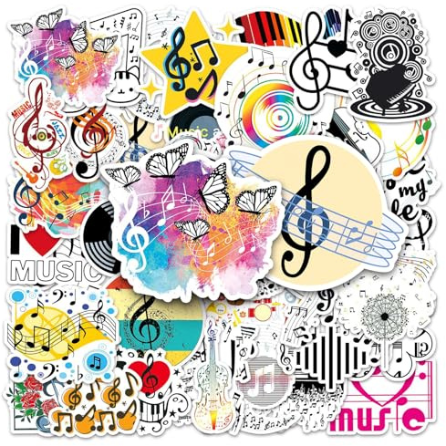 50PCS Music Sticker Music Notation Phonetic Symbol Stickers for Lovers Gifts - Kids Teenagers Vinyl Skateboard Guitar Laptop Luggage