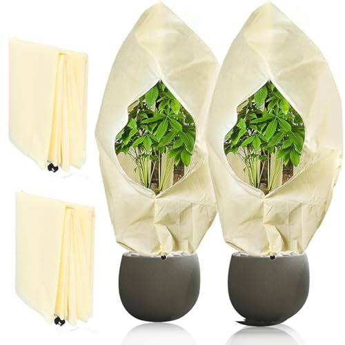 KufaerBeam 2 Pezzi Cappuccio Protezione Piante Inverno, Protezione Invernale per Piante con Cerniera & Corda di Estrazione, Protezione Invernale per Agrumi Limone in Vaso (80 x 120cm)