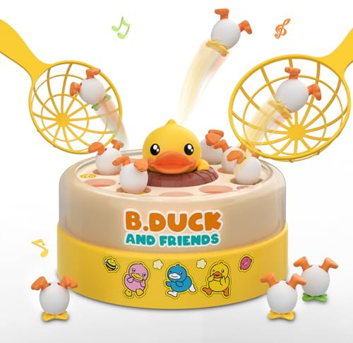 lerrbo B.Duck Bounce and Catch Games with 2 Nets for Kids Age 4-6, B Duck Toys for Kids 4-8, Family Board Games for 5-7 Boys Girls, Birthday Gifts Easter Christmas Party Toys for Toddlers 3-5
